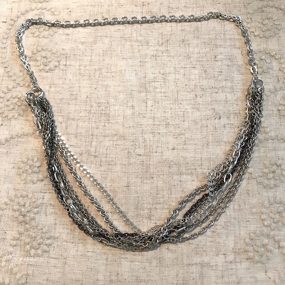 Layered Silver Chains Necklace